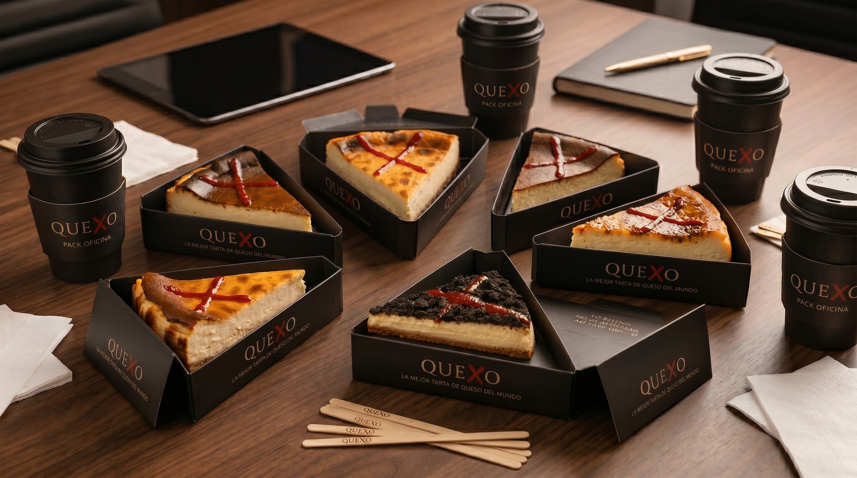 Pack Oficina: porciones de tarta de queso Quexo en su caja